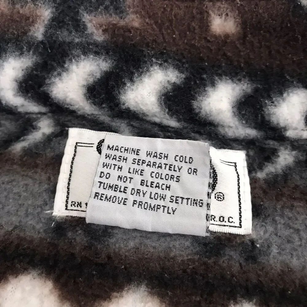 Aztec Patterned Fleece Pullover Women’s L Brown 1/4 Zip Cinch Waist